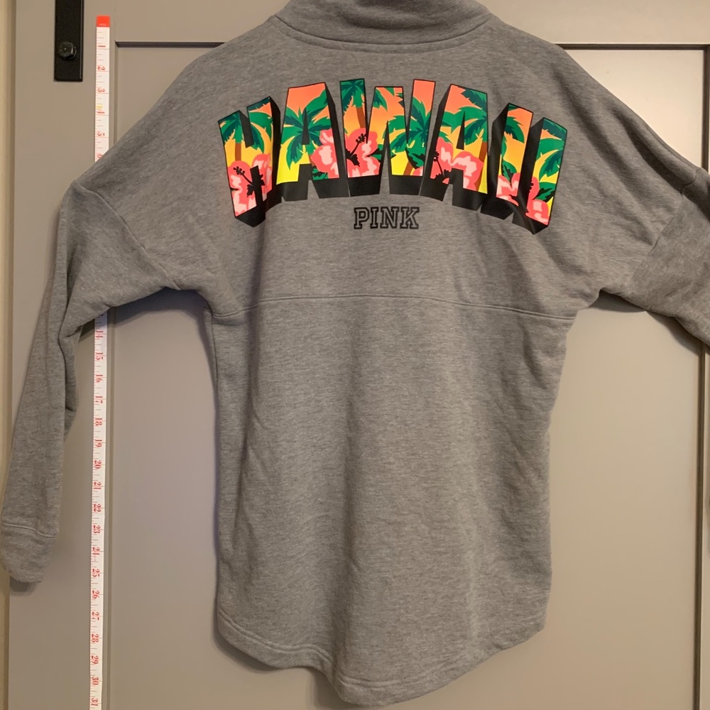 PINK Victoria's Secret Gray Lightweight Sweatshirt Hawaii Pullover 1/4 Button XS
